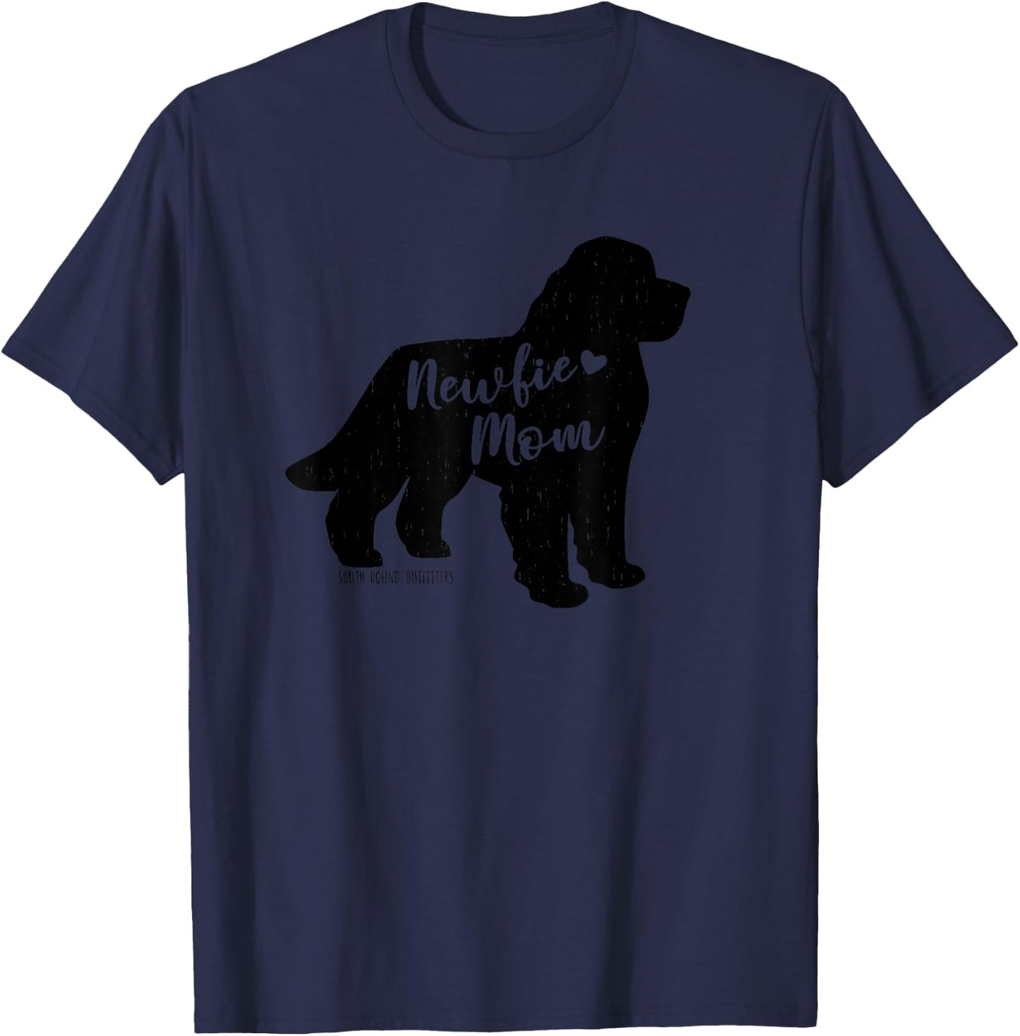 Newfie Mom, Newfoundland Dog Silhouette T-Shirt - T-Shirt | Navy