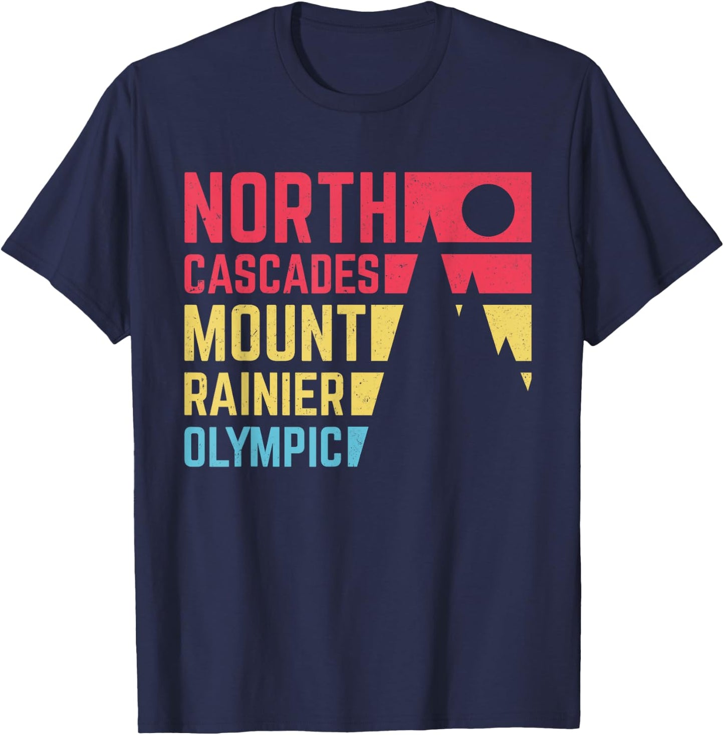 Vintage North Cascades Mount Rainier Olympic National Park T-Shirt - T-Shirt | Navy