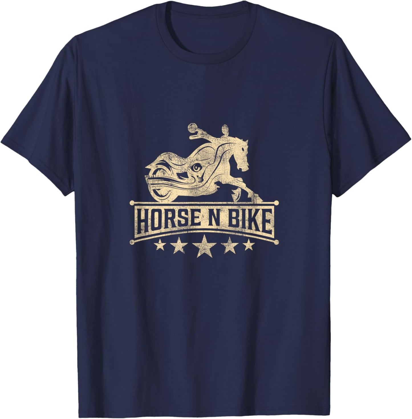 Horse Bike Hobby Motorcycle Riding Biking Retro T-Shirt - T-Shirt | Navy