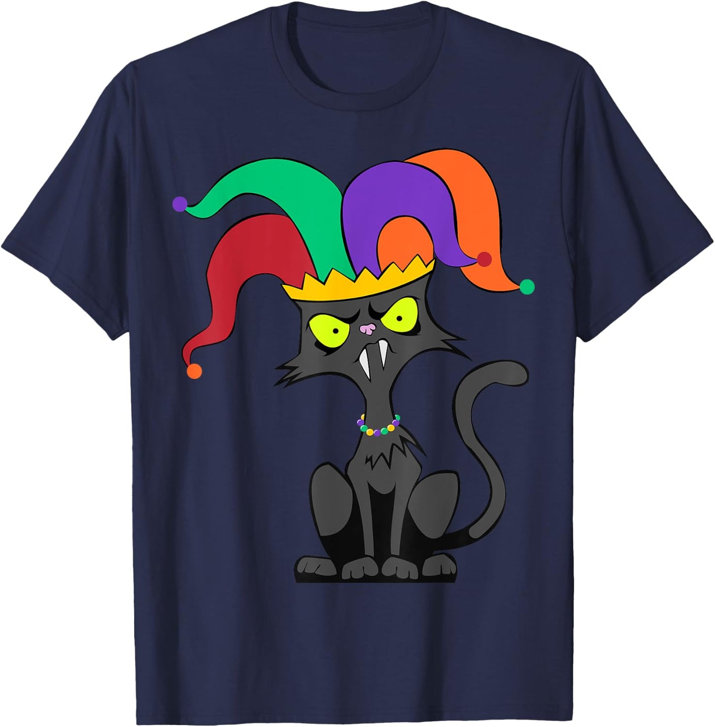 Cat Jester Hat Mardi Gras Carnival Parade Masquerade Party T-Shirt - T-Shirt | Navy
