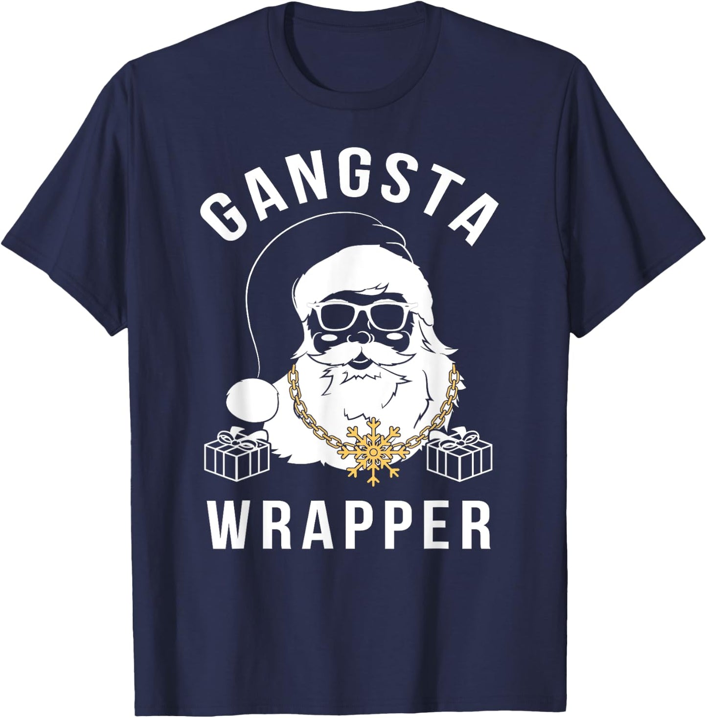 Gangsta Wrapper Gangster Santa Funny Christmas T-Shirt - T-Shirt | Navy