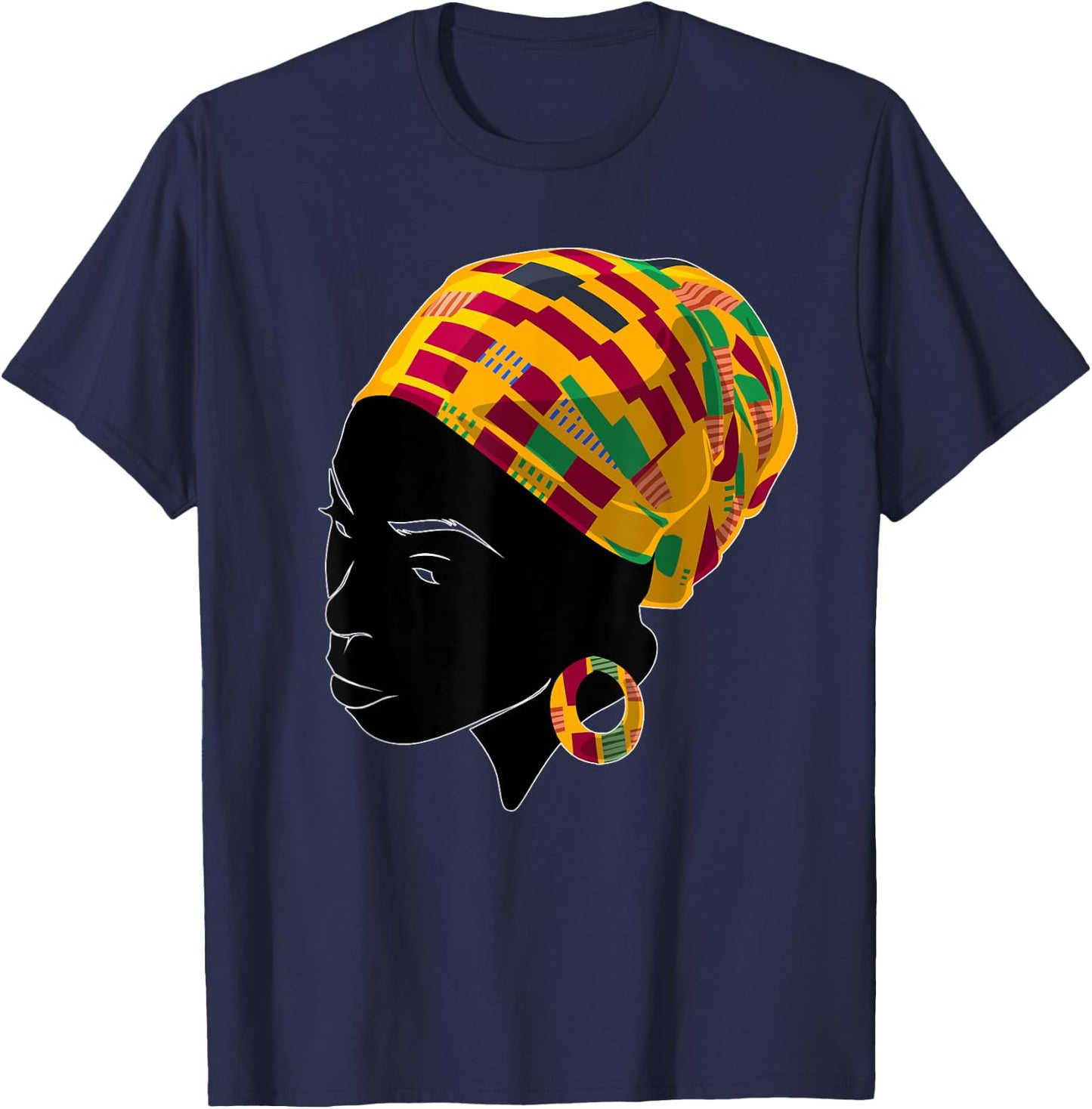 Funny Kente Cloth Head Wrap Gift African American Women T-Shirt - T-Shirt | Navy