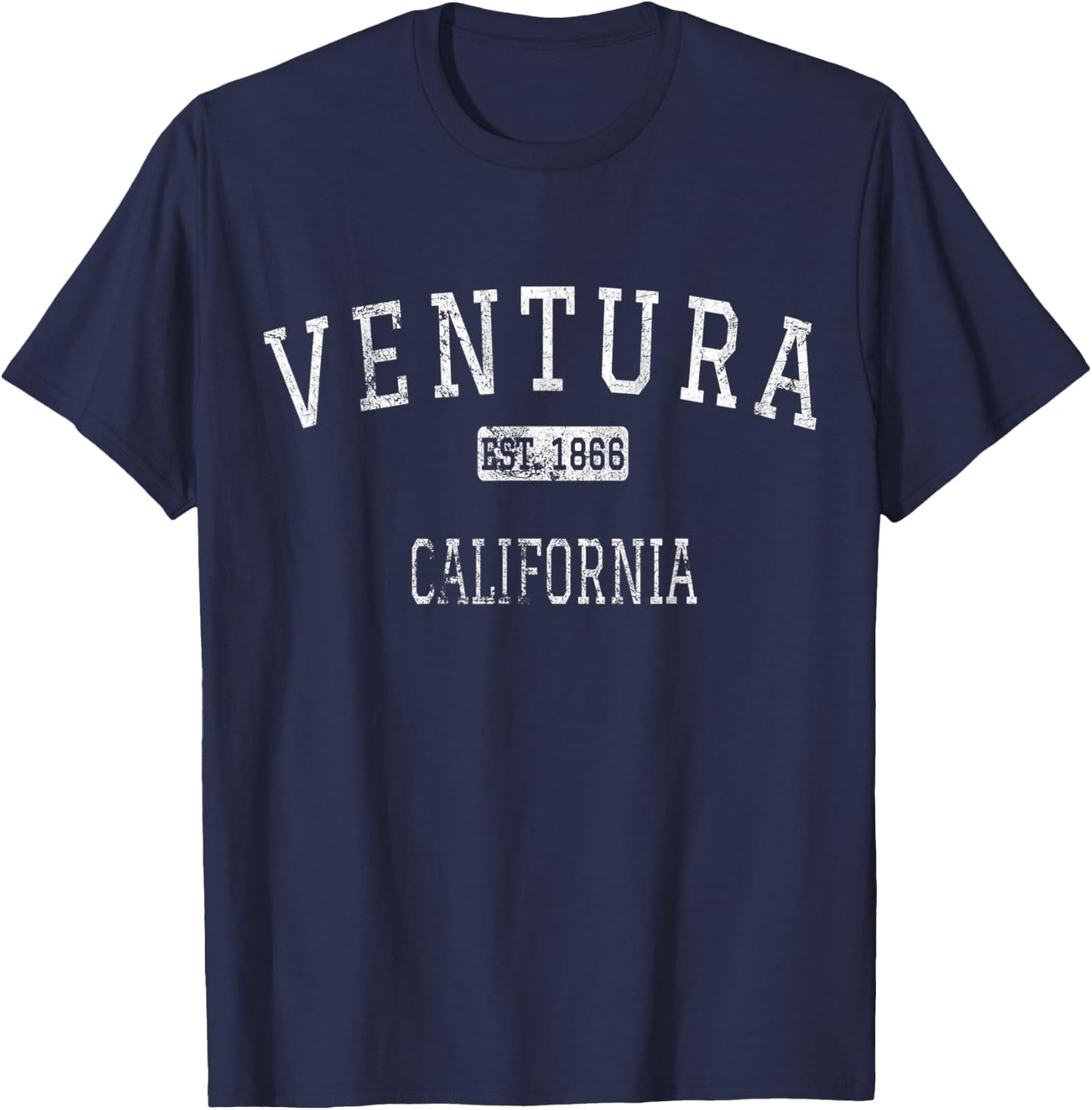 Ventura California Vintage -Adults Black Cotton T-Shirt - T-Shirt | Navy