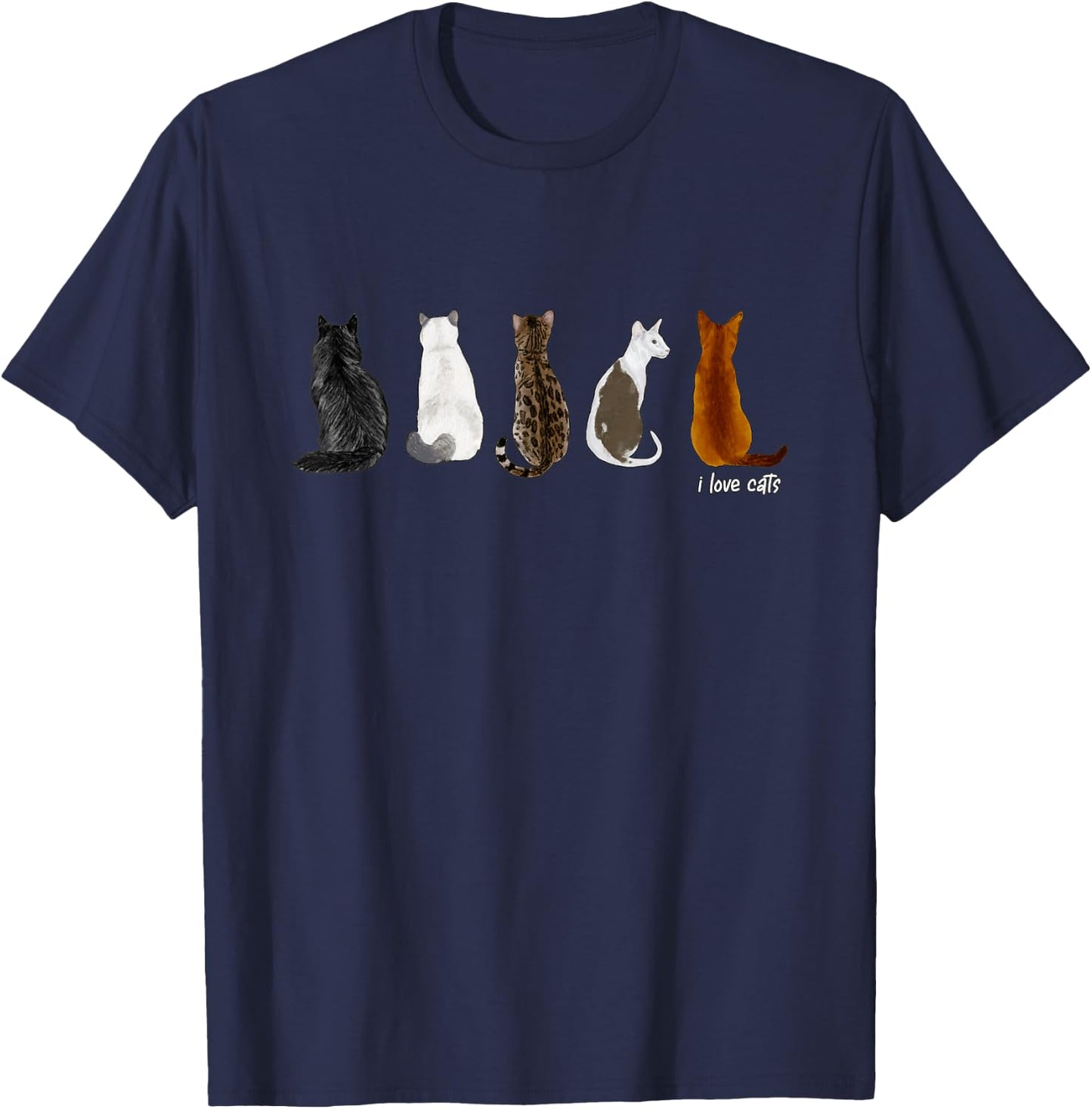 I Love Cats for Cat Lovers T-Shirt - T-Shirt | Navy