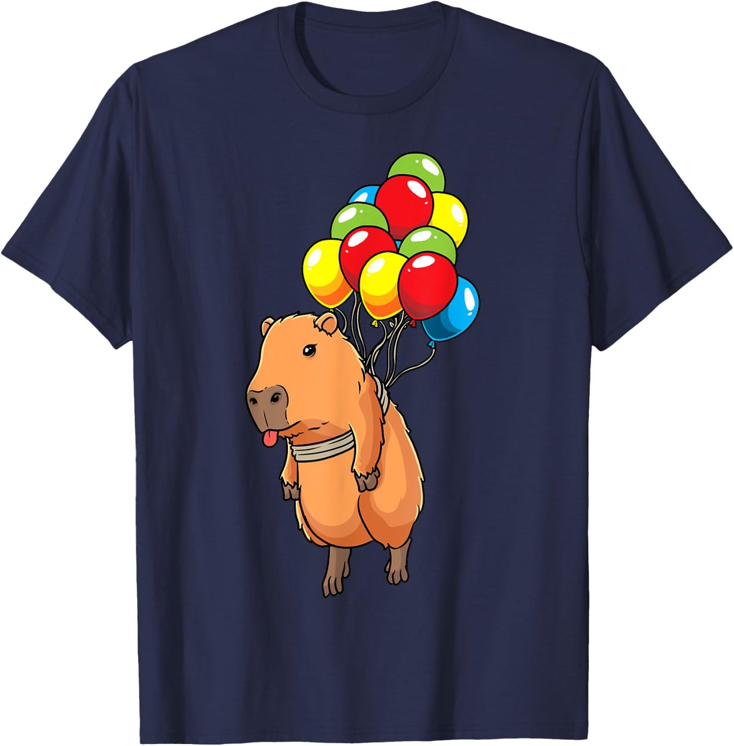 Capybara Giant Cavy Rodent With Balloons Capybara T-Shirt - T-Shirt | Navy