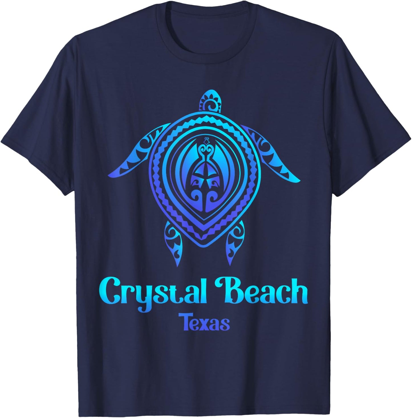 Crystal Beach Texas TX Souvenirs Tropical Blue Sea Turtle Women Girls Kids T-Shirt - T-Shirt | Navy