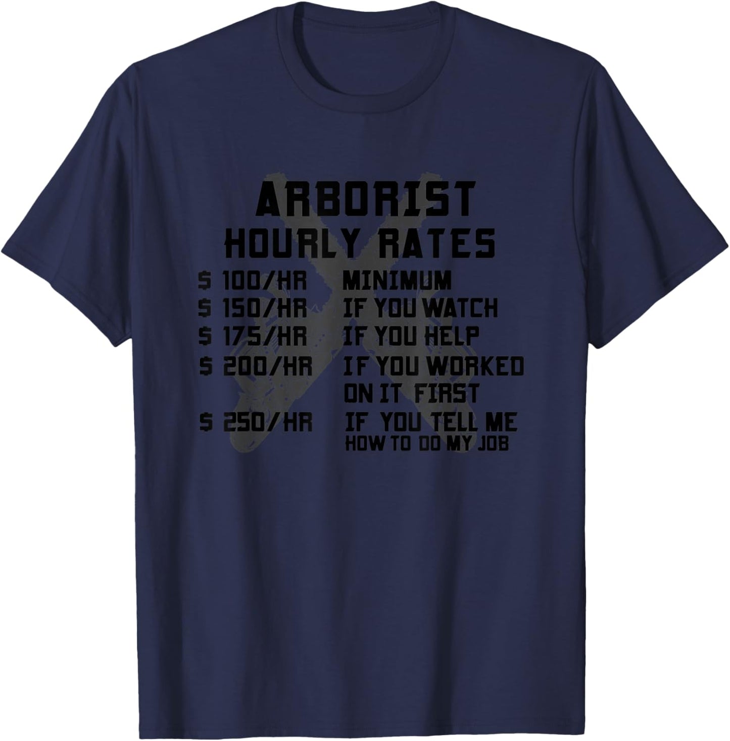 Arborist Hourly Rate Funny Tree Cutter Lumberjack Logger T-Shirt - T-Shirt | Navy