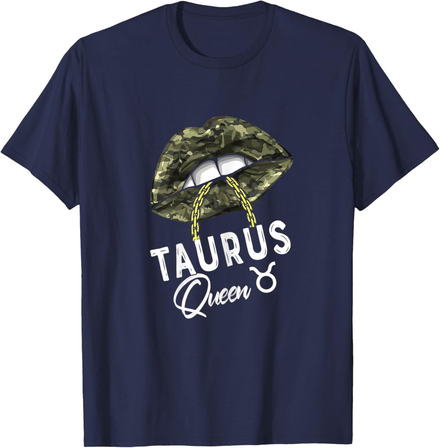 Army Taurus Queen Lips Camouflage Military Green T-Shirt - T-Shirt | Navy