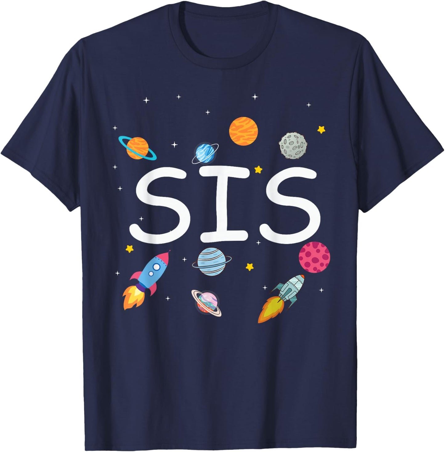 Sister Outer Space Birthday Party Family Boys Girls T-Shirt - T-Shirt | Navy