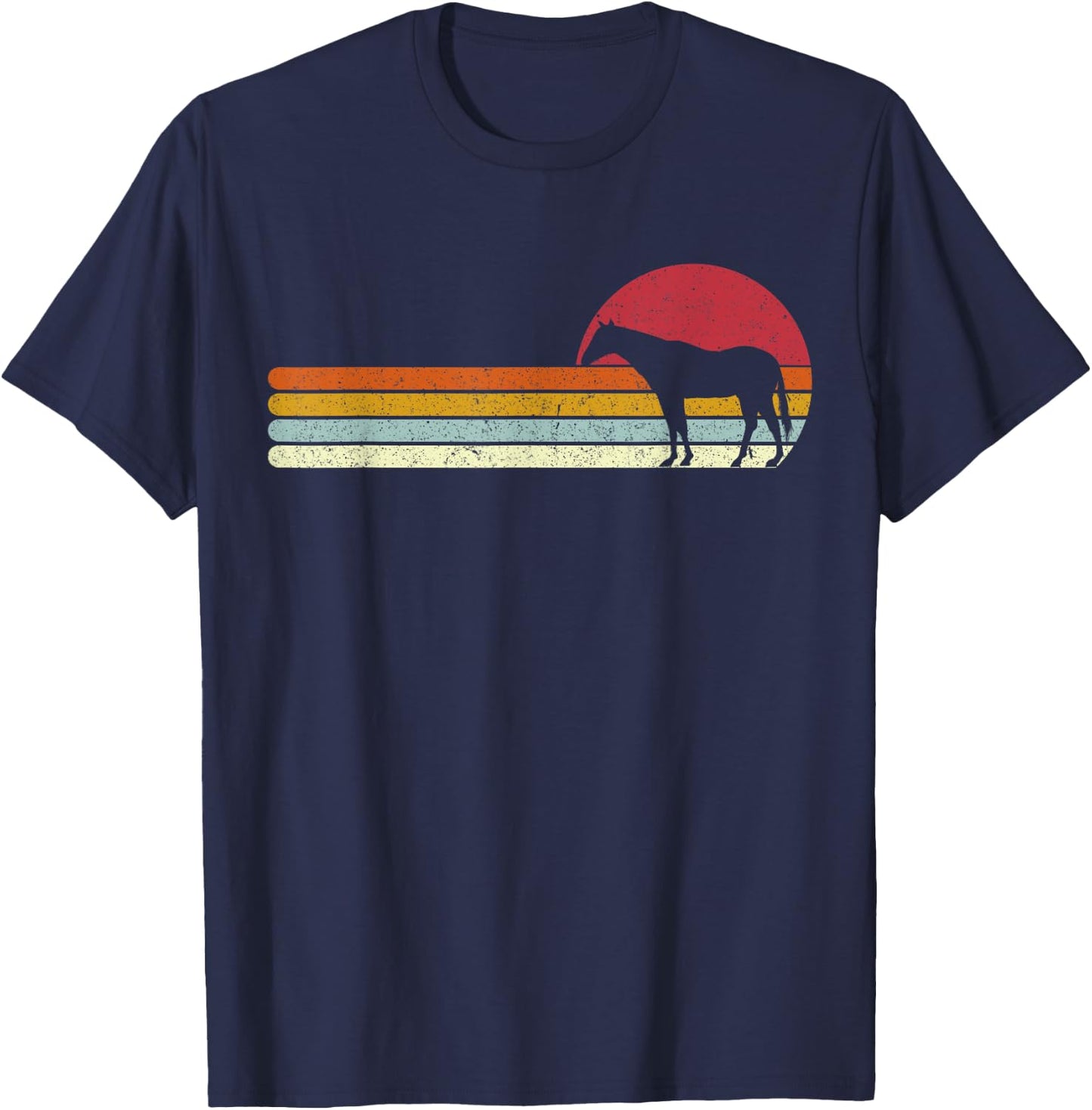 Sunset | Horse Riding Funny Horses T-Shirt - T-Shirt | Navy