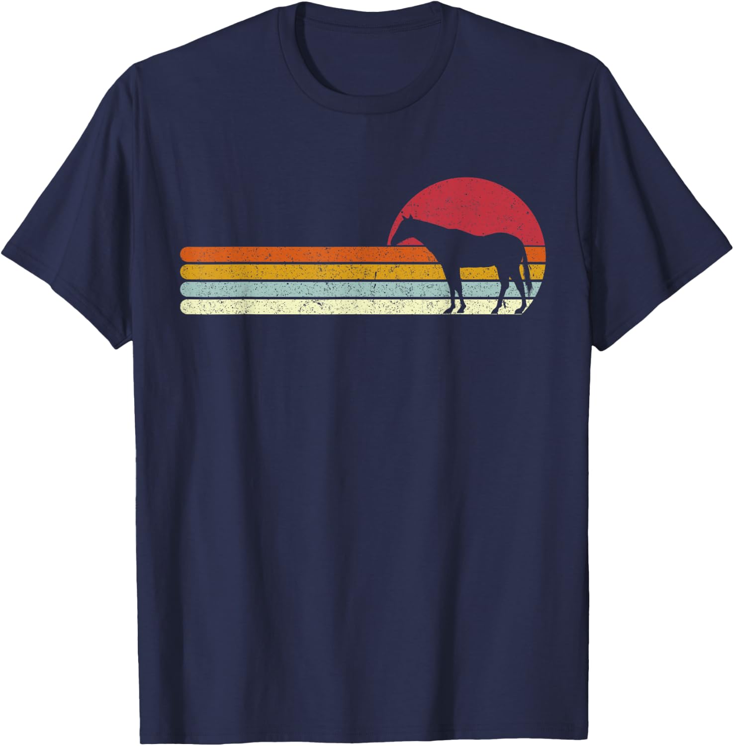 Sunset | Horse Riding Funny Horses T-Shirt - T-Shirt | Navy
