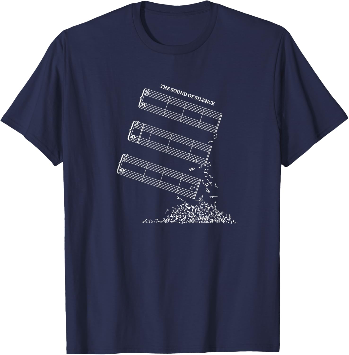 Music Sheet without Sheet Music - The Sound of Silence T-Shirt - T-Shirt | Navy