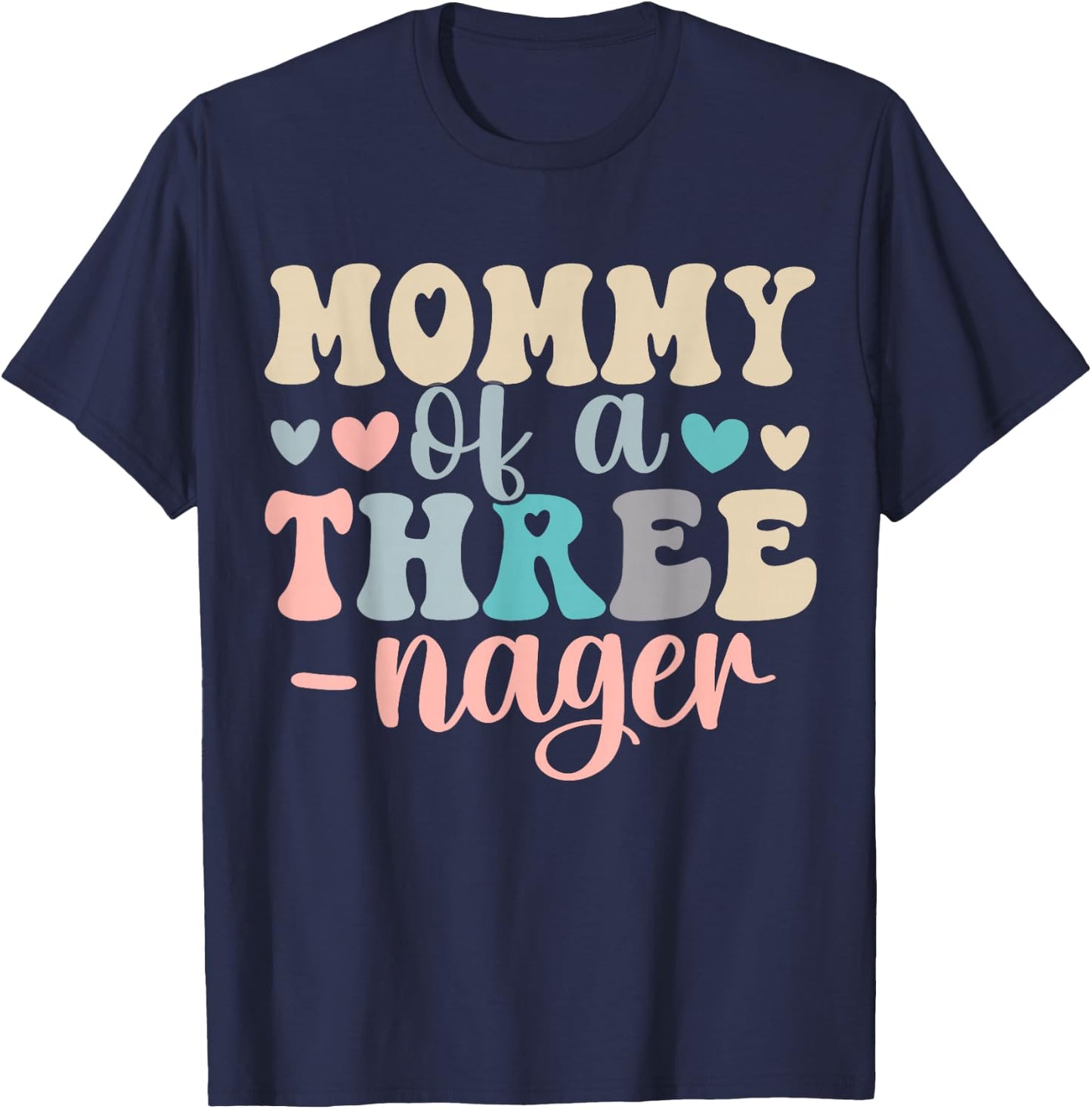 Mommy of A Threenager 3rd Birthday Matching Family Boho T-Shirt - T-Shirt | Navy