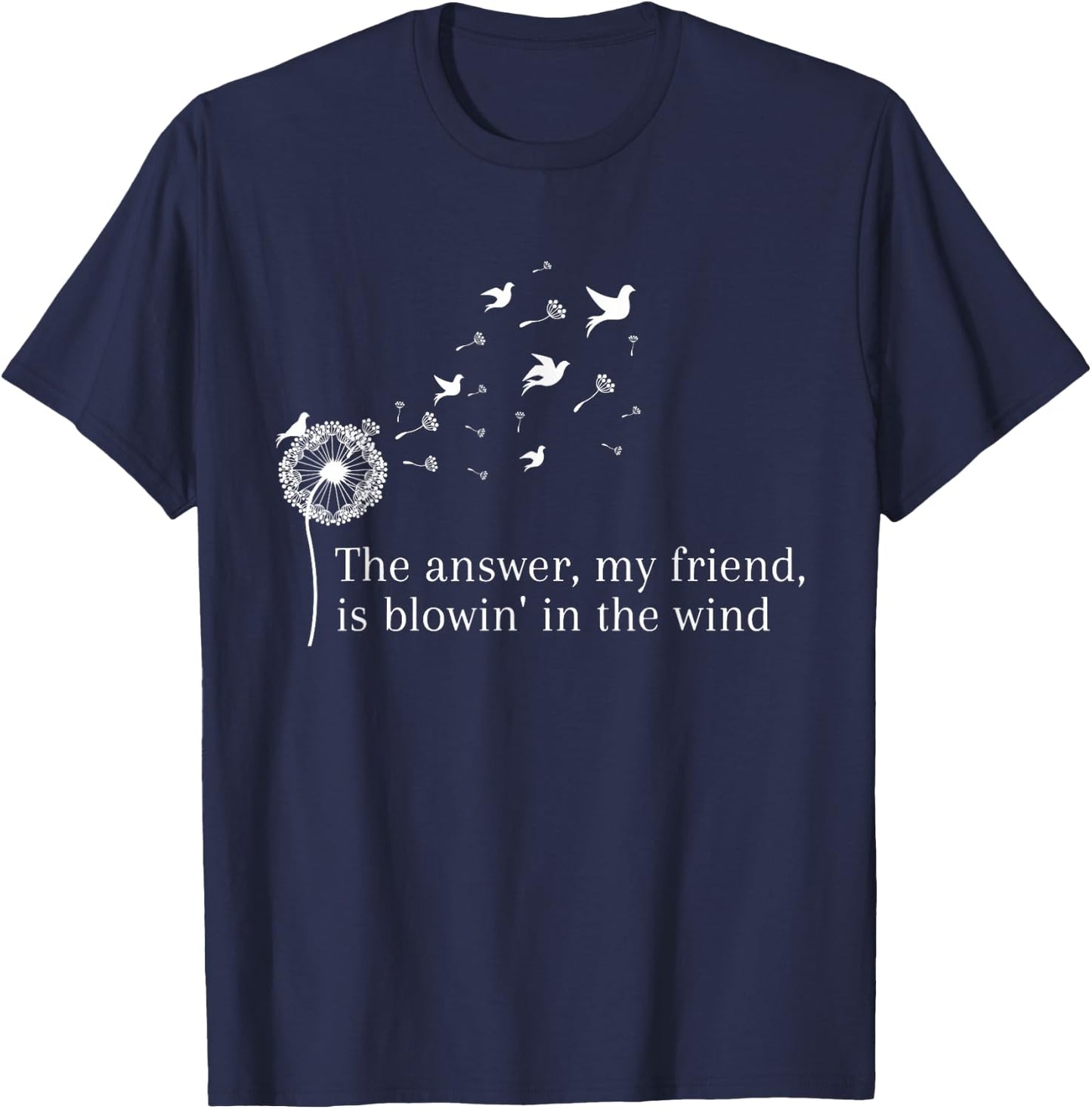 Dandelion Blowing Away In The Wind Into The Sky T-Shirt - T-Shirt | Navy