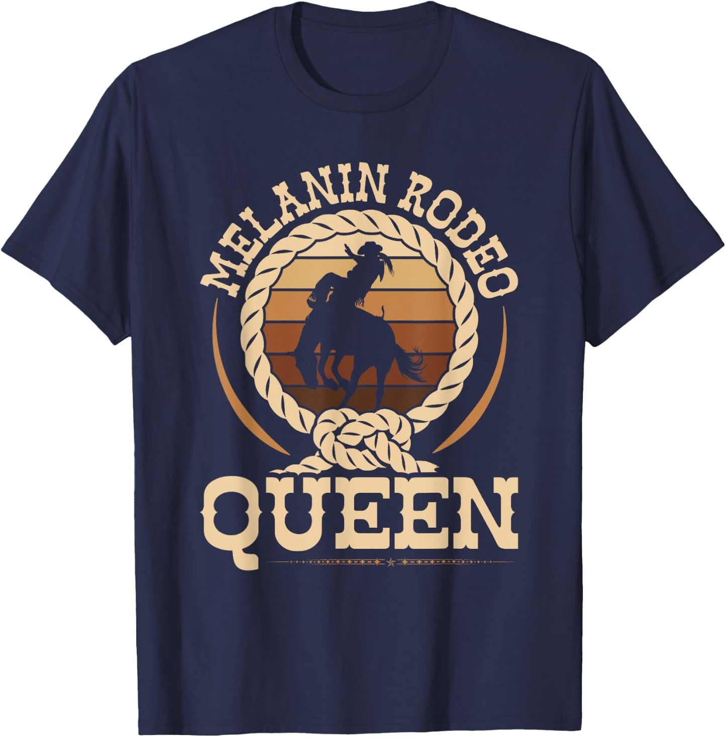 Bronc Riding Melanin Rodeo Queen African American Cowgirl T-Shirt - T-Shirt | Navy