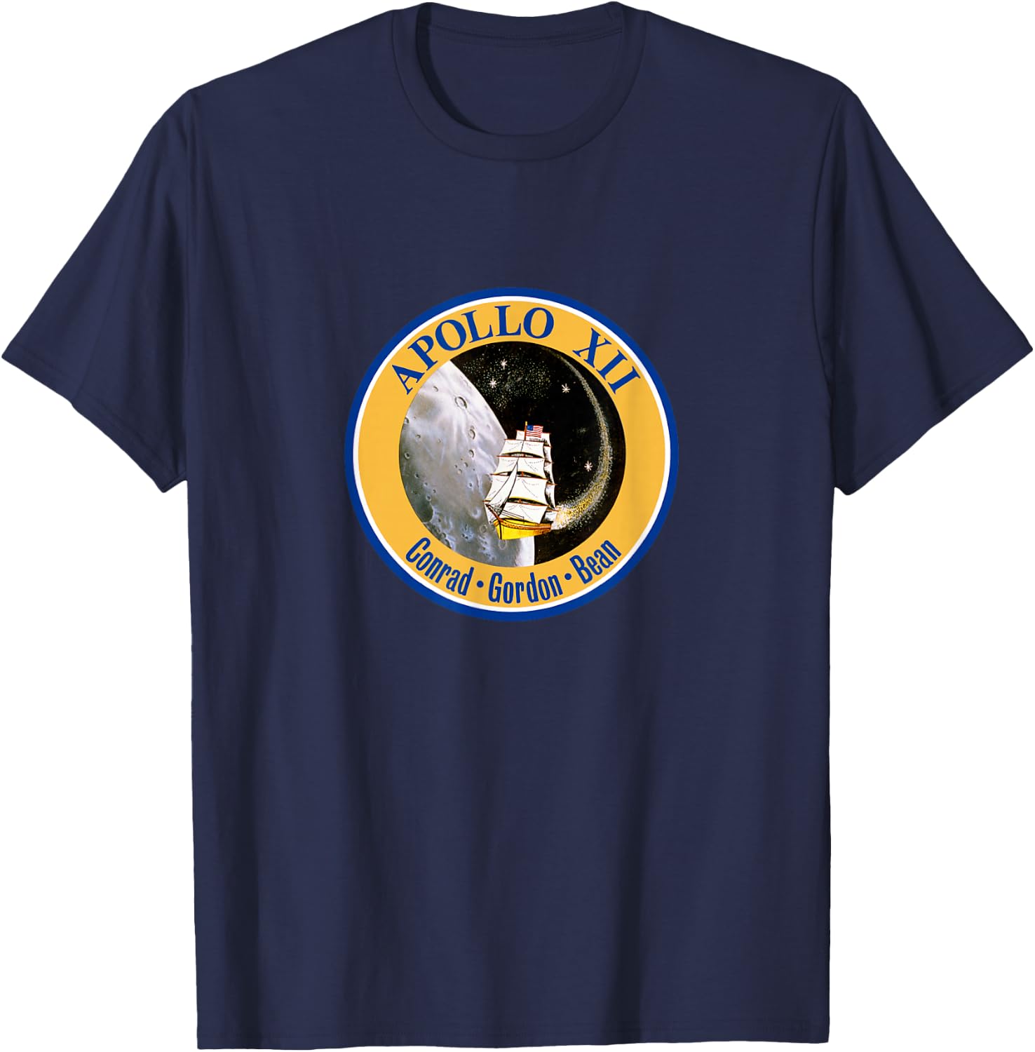 Apollo 12 Mission Patch Insignia Space Exploration T-Shirt - T-Shirt | Navy