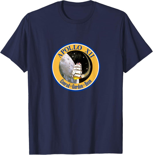 Apollo 12 Mission Patch Insignia Space Exploration T-Shirt - T-Shirt | Navy