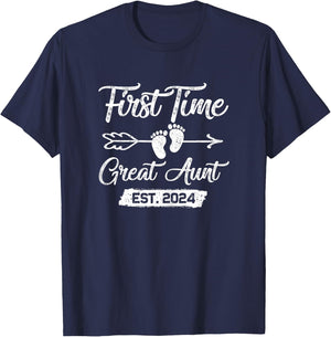 First time Great Aunt 2024 Mothers Day Great Aunt 2024 T-Shirt - T-Shirt | Navy