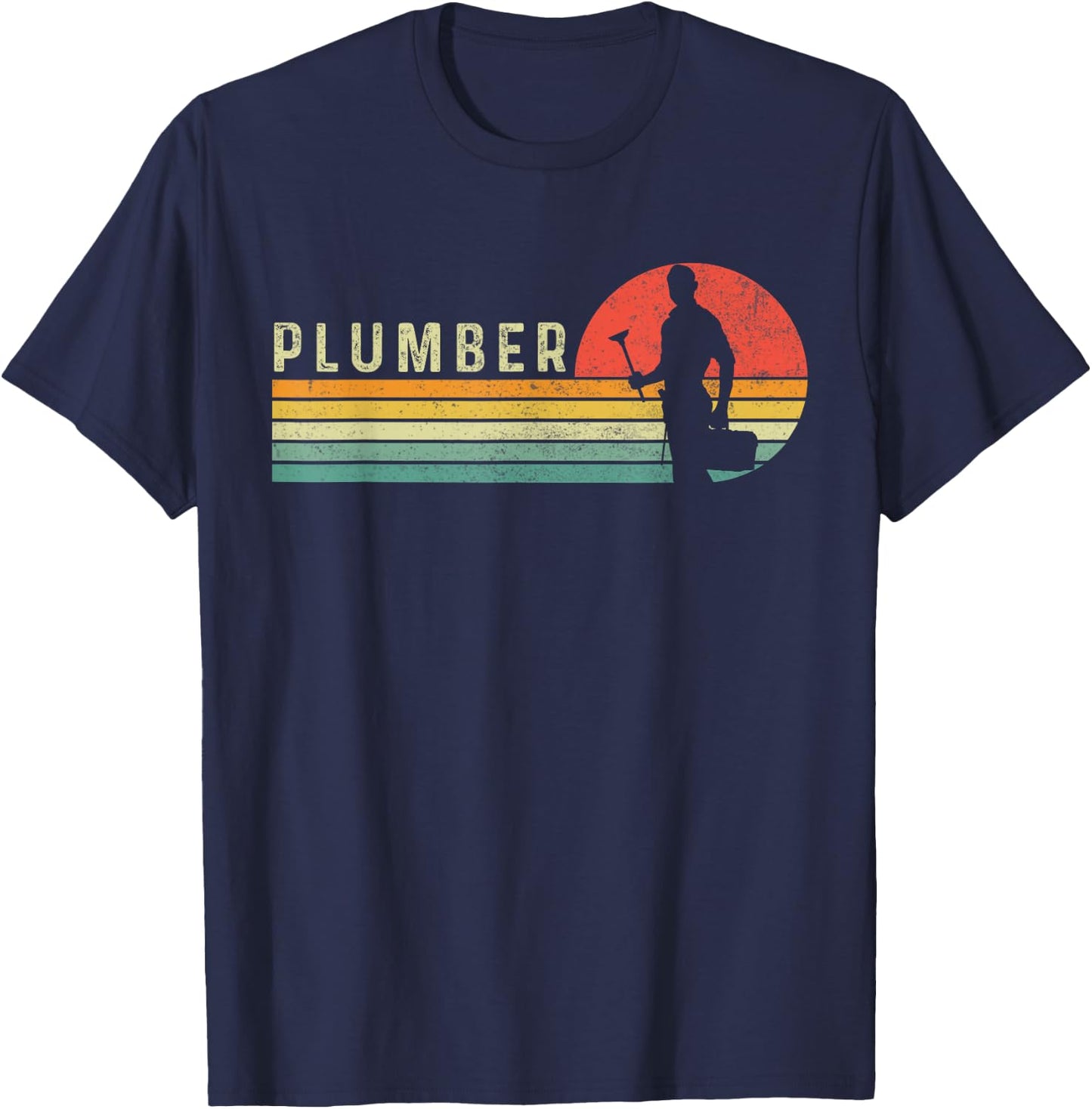 Vintage Plumber Plunger Funny Plumbing T-Shirt - T-Shirt | Navy