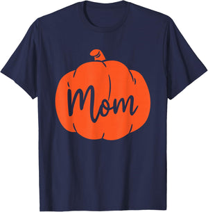 Pumpkin Mom Mother Matching Family Halloween T-Shirt - T-Shirt | Navy