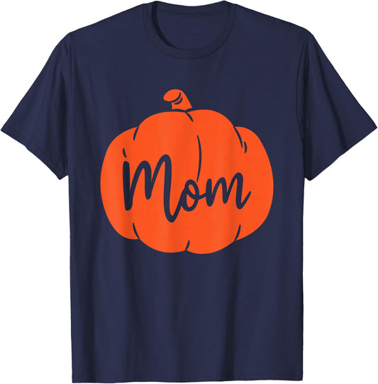 Pumpkin Mom Mother Matching Family Halloween T-Shirt - T-Shirt | Navy