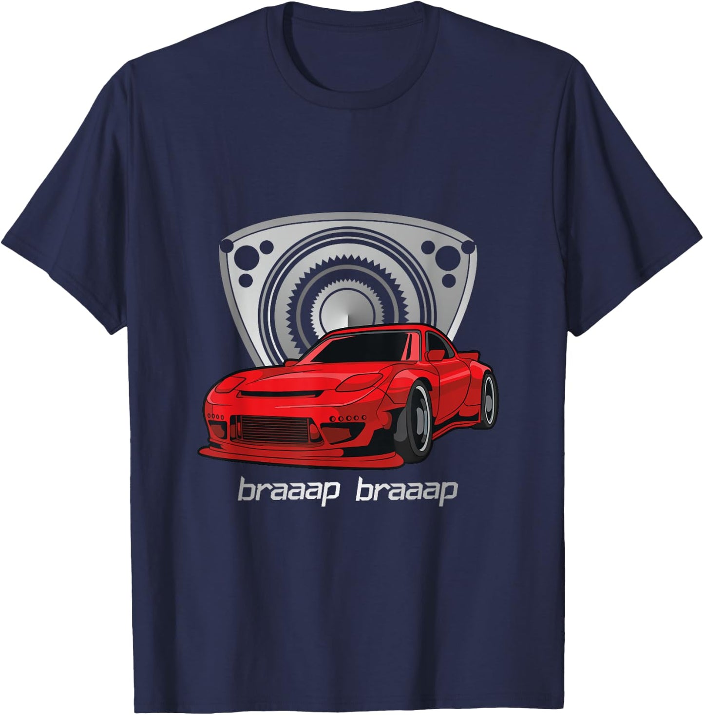 Rotary Engine 13B Auto Meet Tuning Rx Japan Rotorlife BRAAP T-Shirt - T-Shirt | Navy