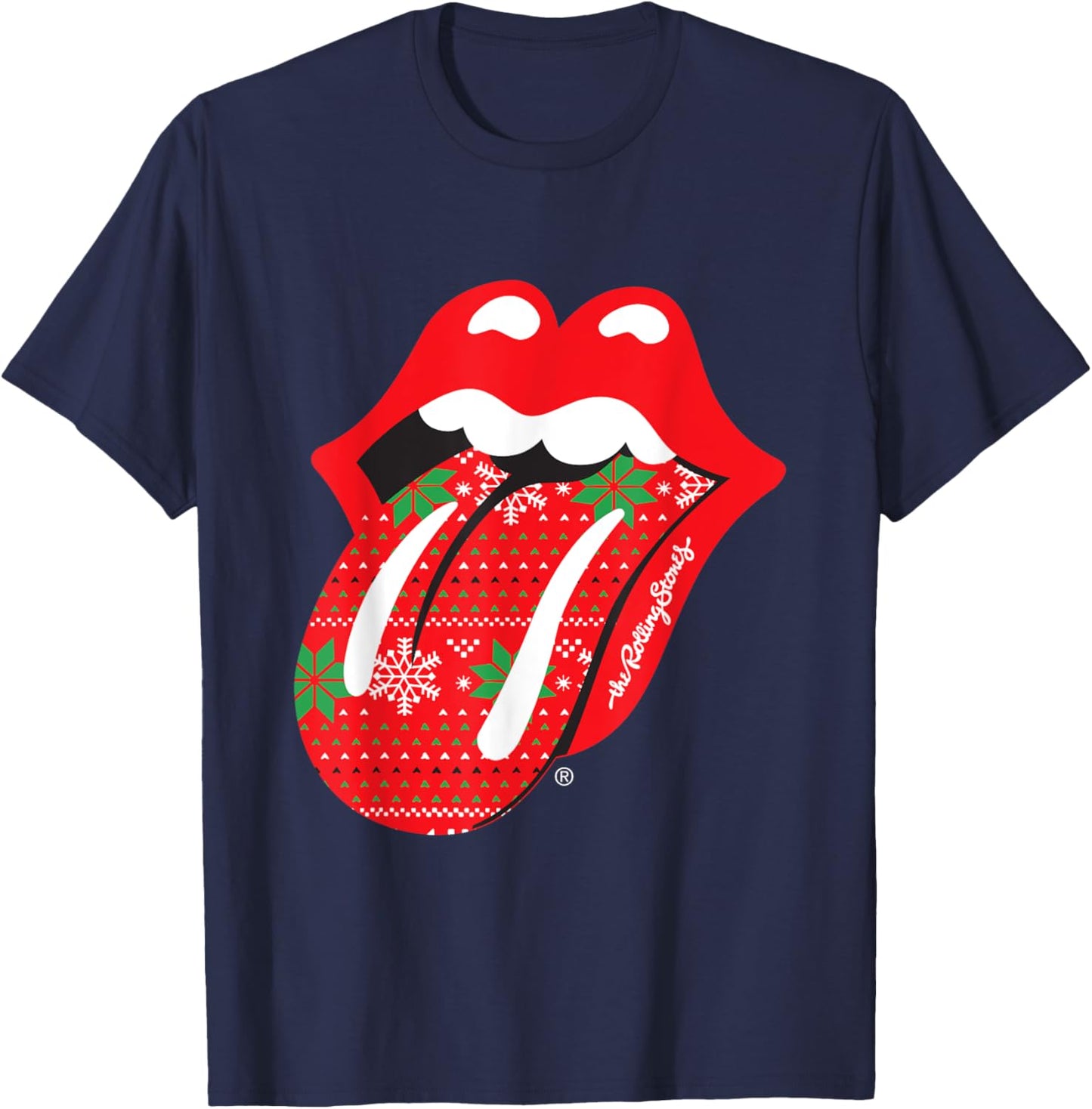 Rolling Stones Christmas Tongue T-Shirt - T-Shirt | Navy