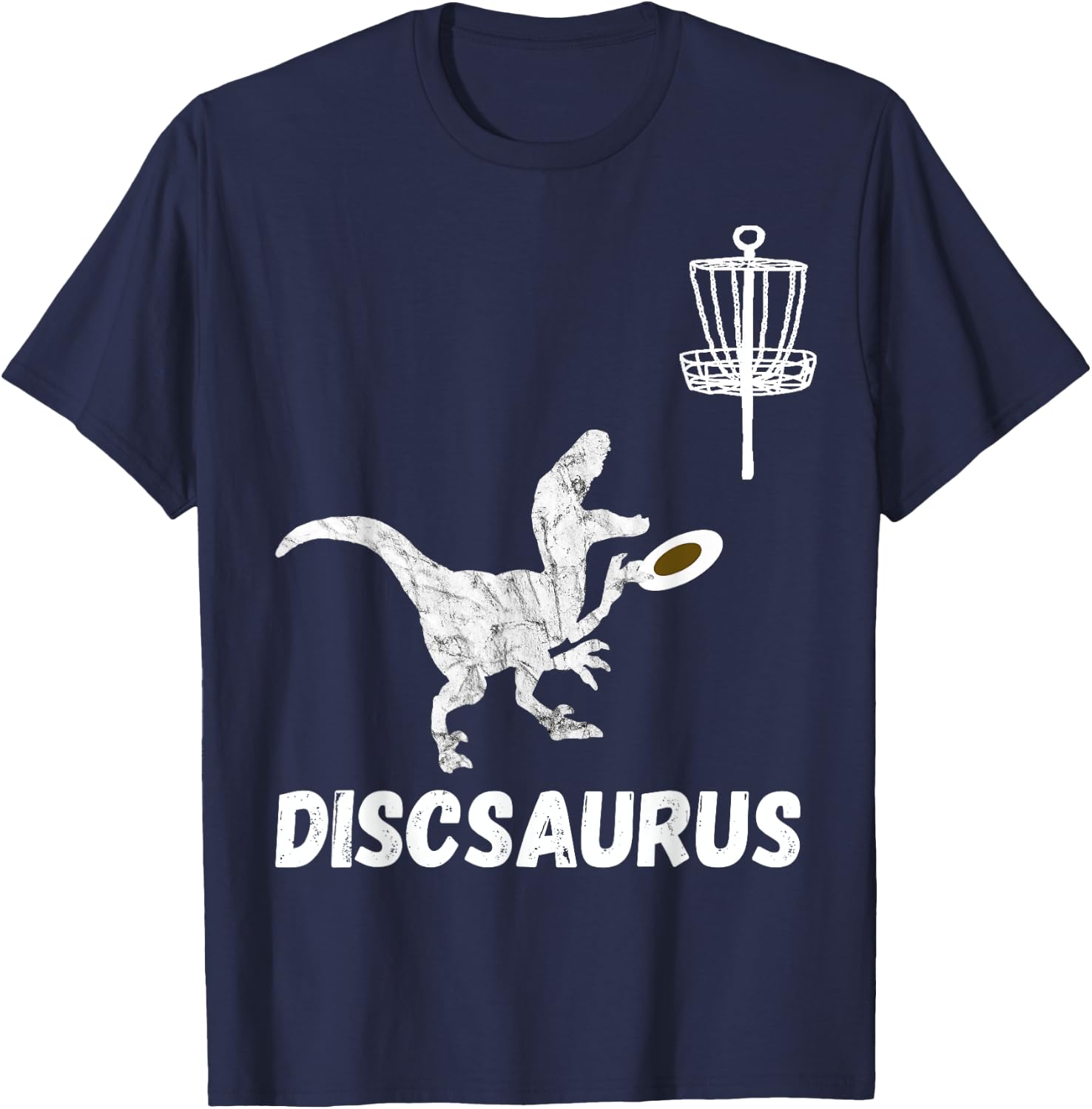 Disc Golf Dinosaur Frolfing T-Rex Dino Funny Disc Golfing T-Shirt - T-Shirt | Navy