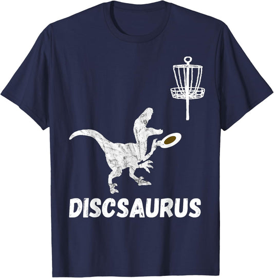 Disc Golf Dinosaur Frolfing T-Rex Dino Funny Disc Golfing T-Shirt - T-Shirt | Navy