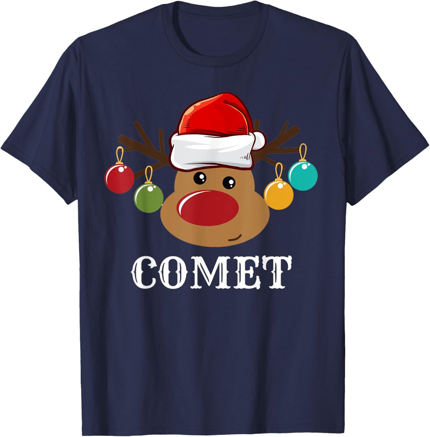 Santa Reindeer Comet Xmas Group Costume T-Shirt - T-Shirt | Navy