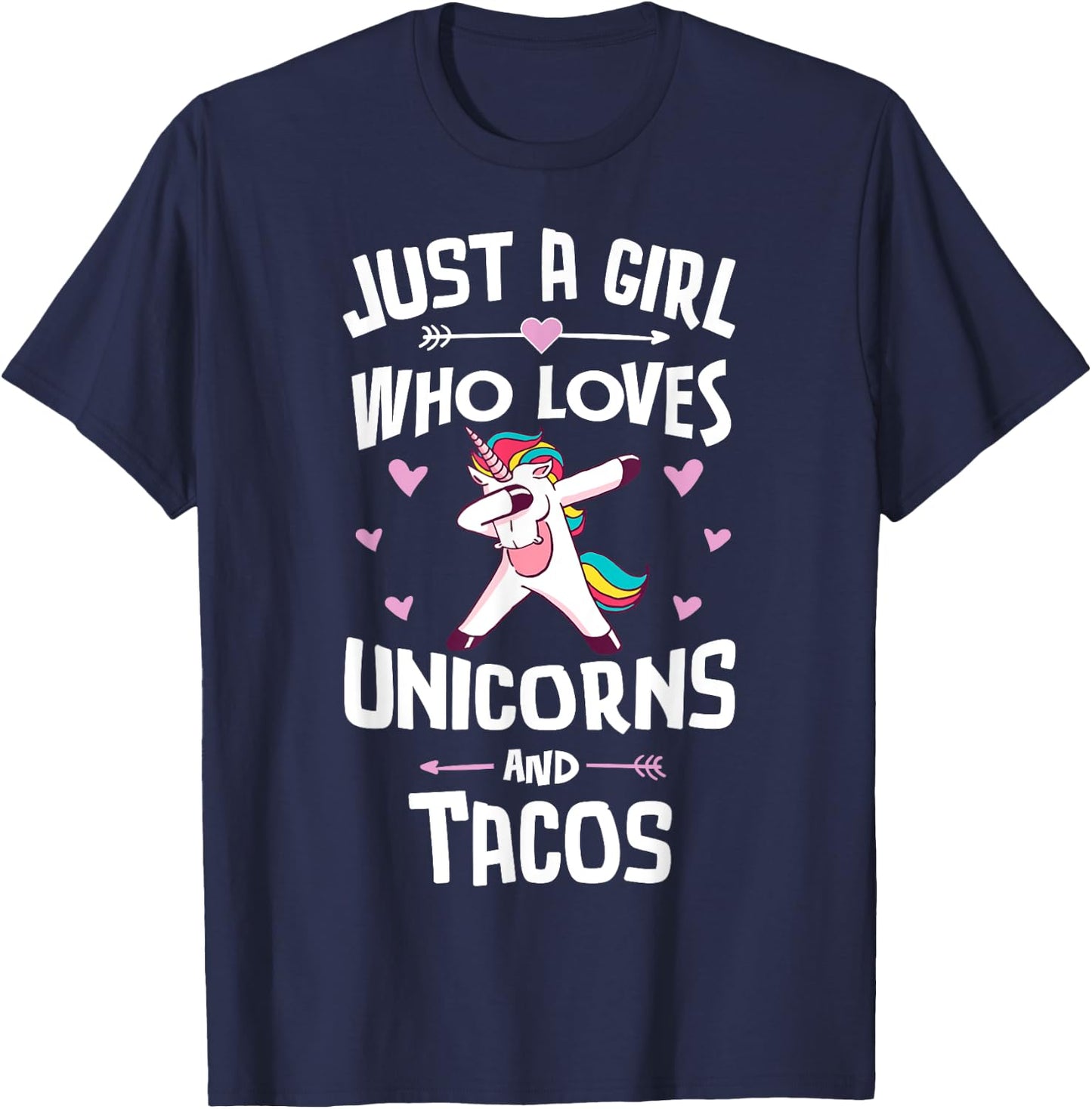 Just A Girl Who Loves Unicorns And Tacos Graphic Women T-Shirt - T-Shirt | Navy