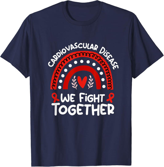 We Fight Together Support Cardiovascular Disease Awareness T-Shirt - T-Shirt | Navy
