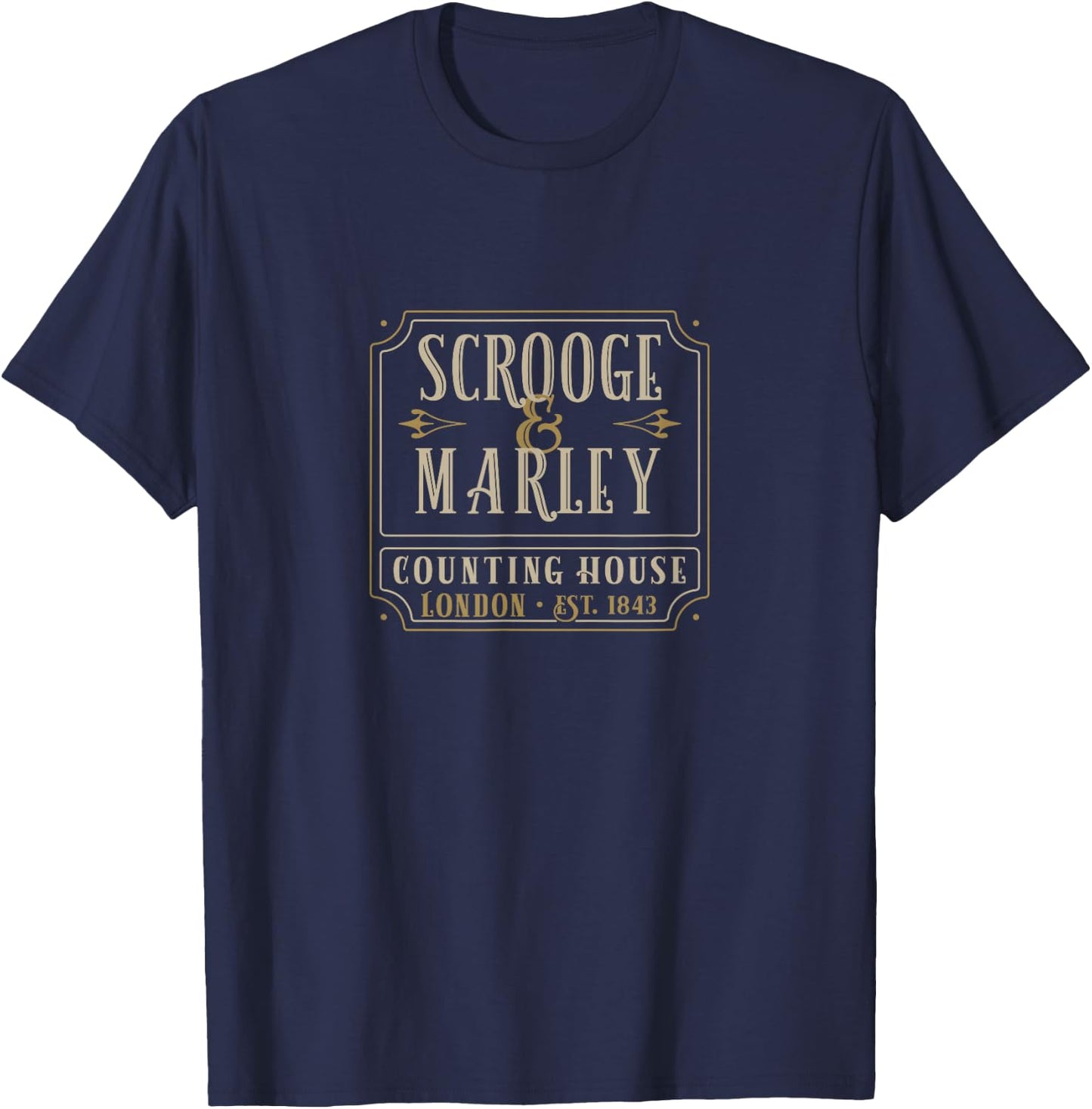 Tuscan Radar Designs Scrooge & Marley Counting House London Established 1843 -Adults Black T-Shirt - T-Shirt | Navy