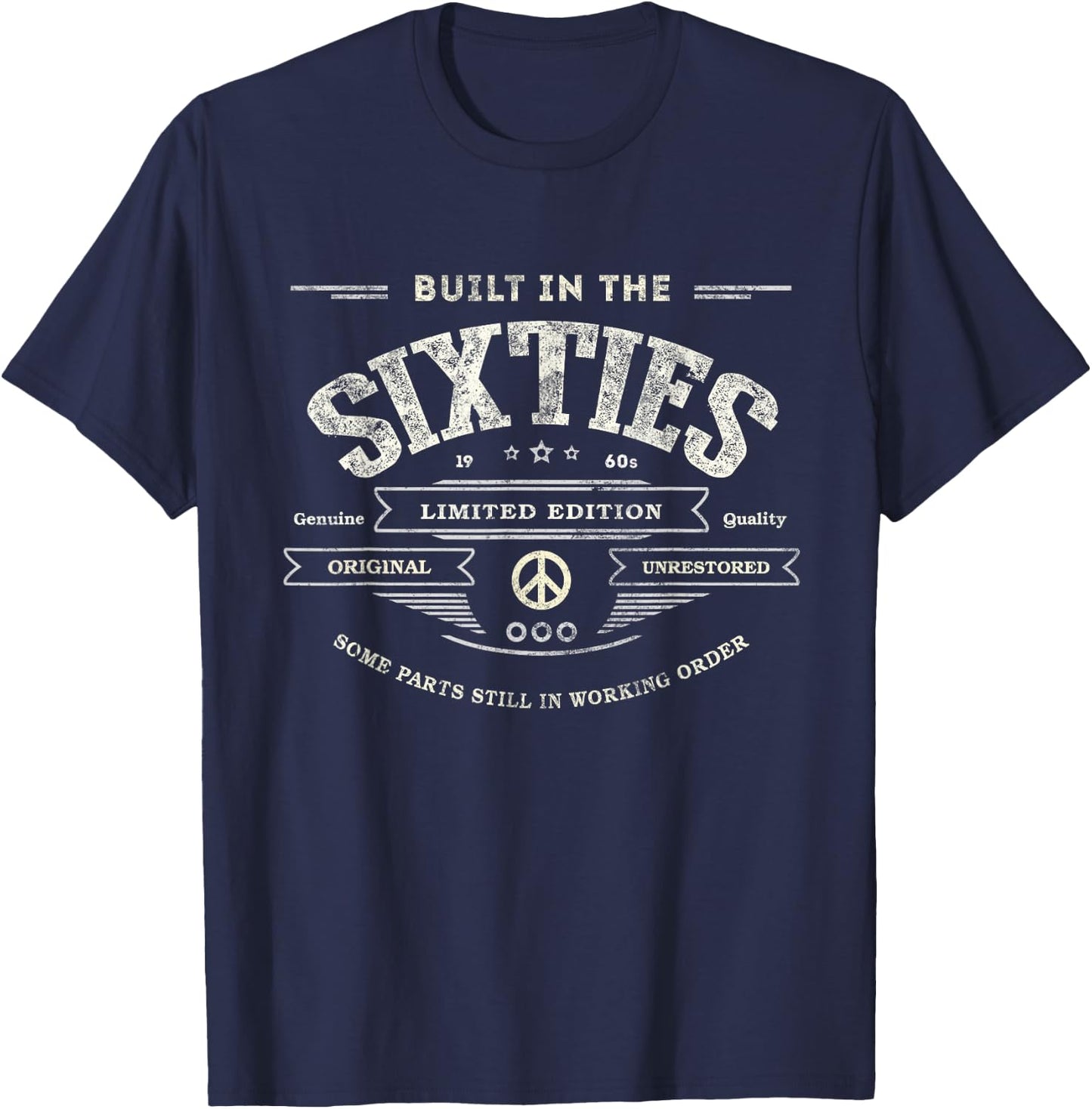 Vintage BUILT IN THE SIXTIES Funny 1965 Original Unrestored T-Shirt - T-Shirt | Navy
