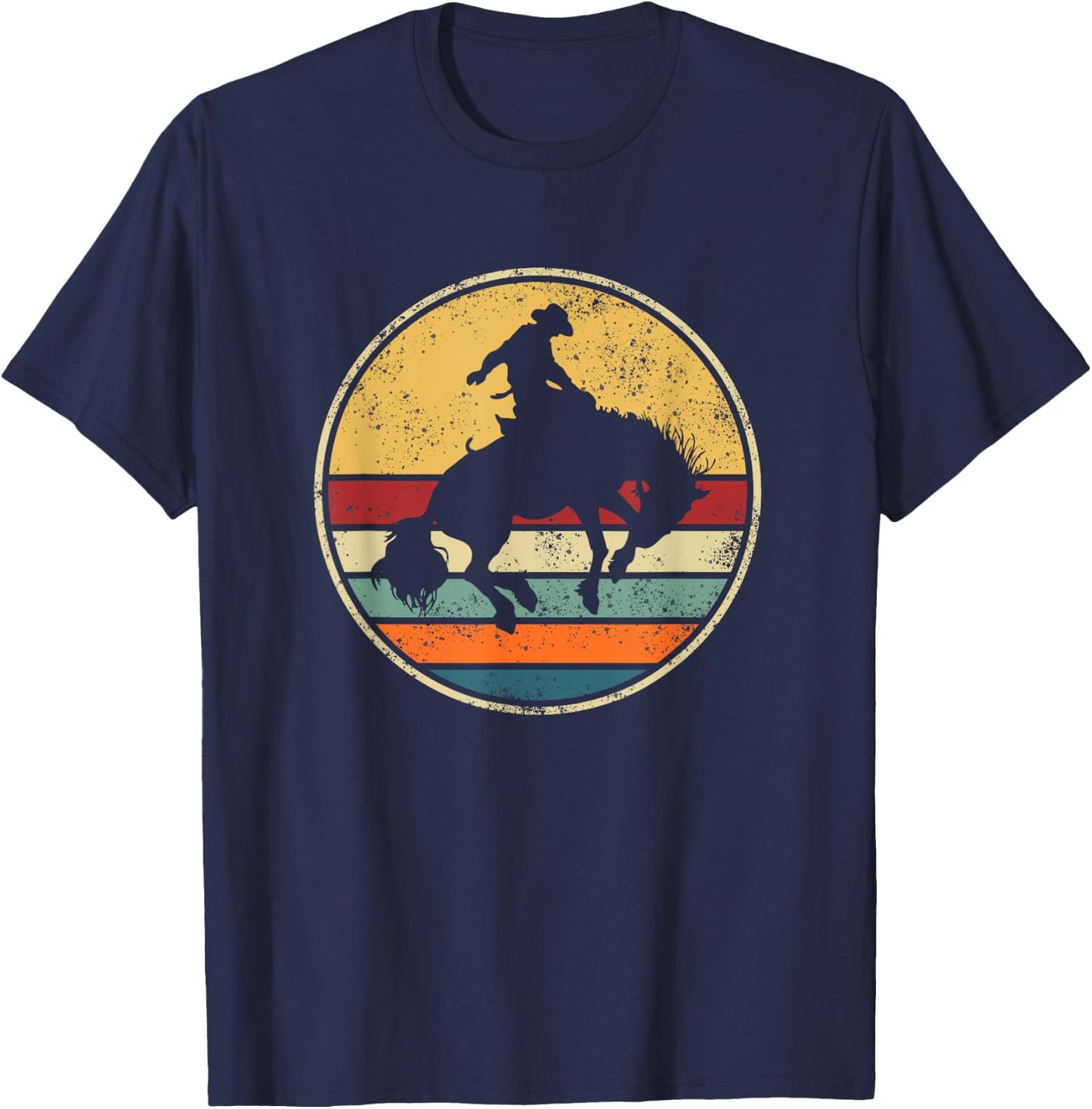 Western Riding Rodeo Horse Cowboy Retro Vintage Outfit T-Shirt - T-Shirt | Navy