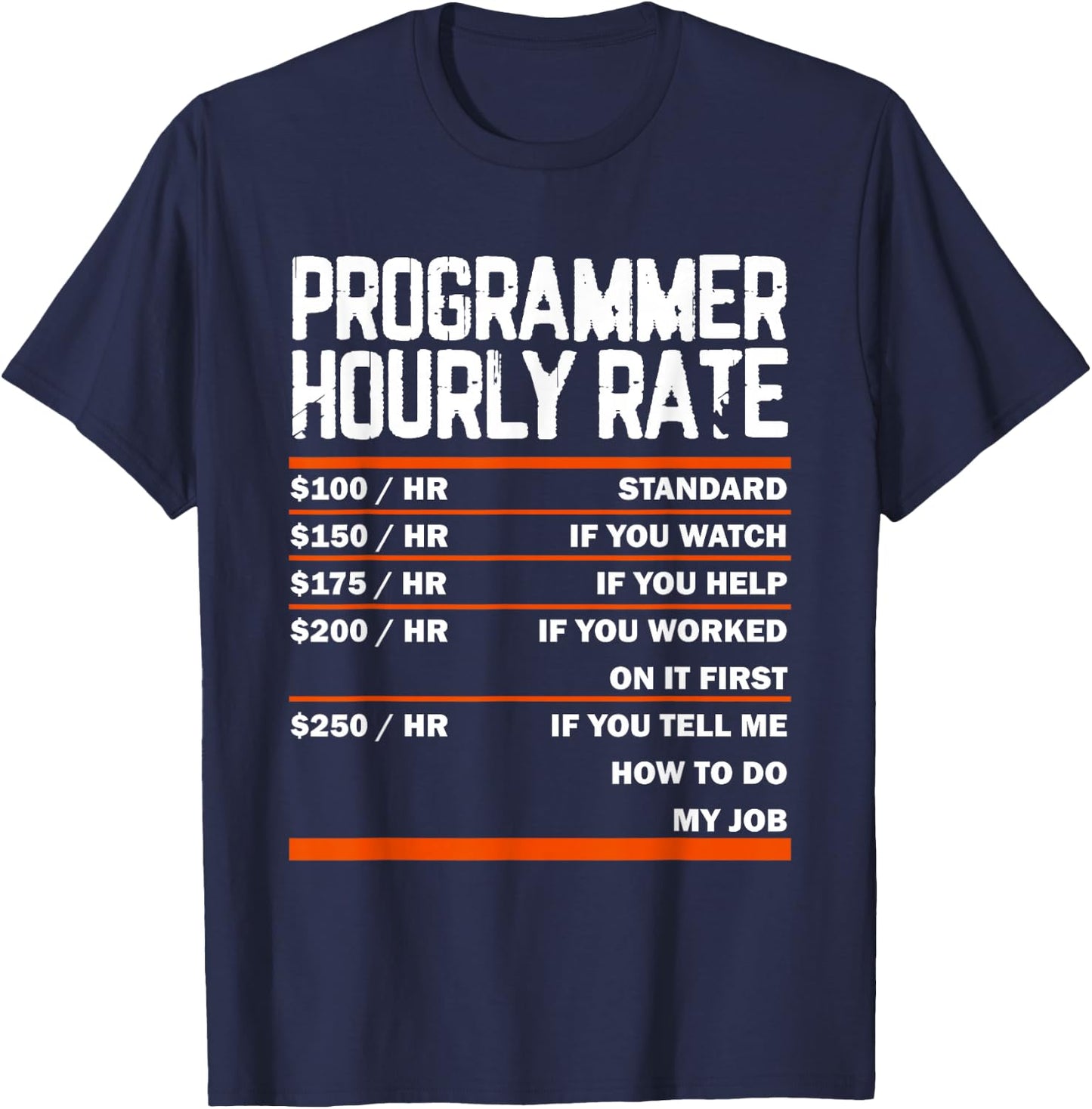 Programming Coding Programmer Hourly Rate Coder T-Shirt - T-Shirt | Navy