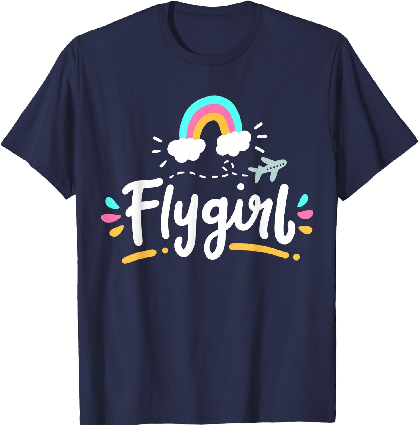 Pilot Girl Flight Attendant Flying Aviation T-Shirt - T-Shirt | Navy