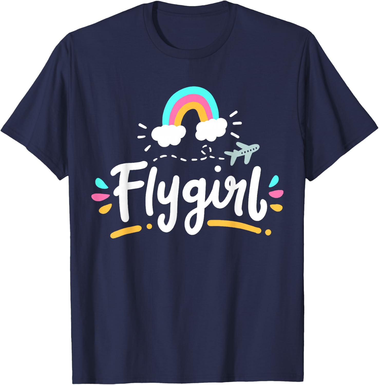 Pilot Girl Flight Attendant Flying Aviation T-Shirt - T-Shirt | Navy