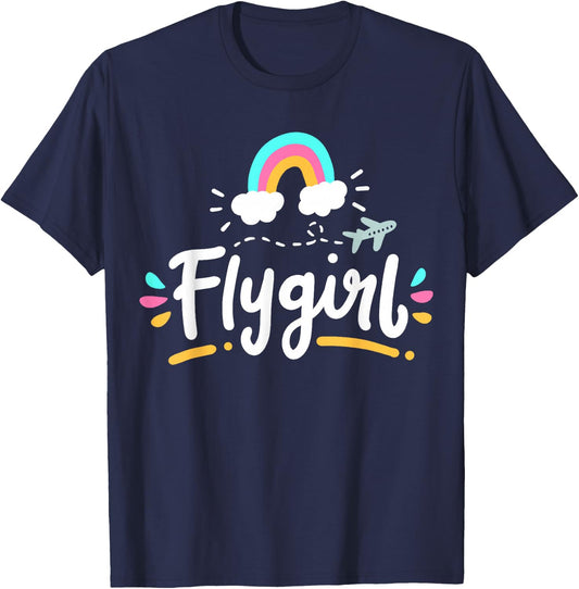 Pilot Girl Flight Attendant Flying Aviation T-Shirt - T-Shirt | Navy