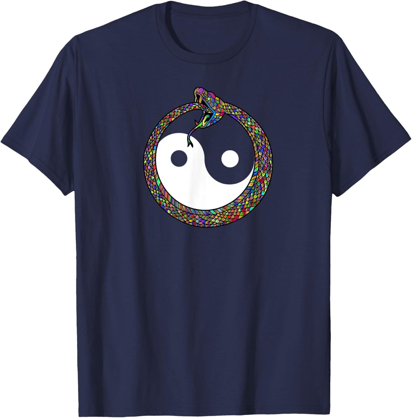 Ouroboros Yin Yang Rainbow Snake Feng Shui Ying Yang Taoism T-Shirt - T-Shirt | Navy