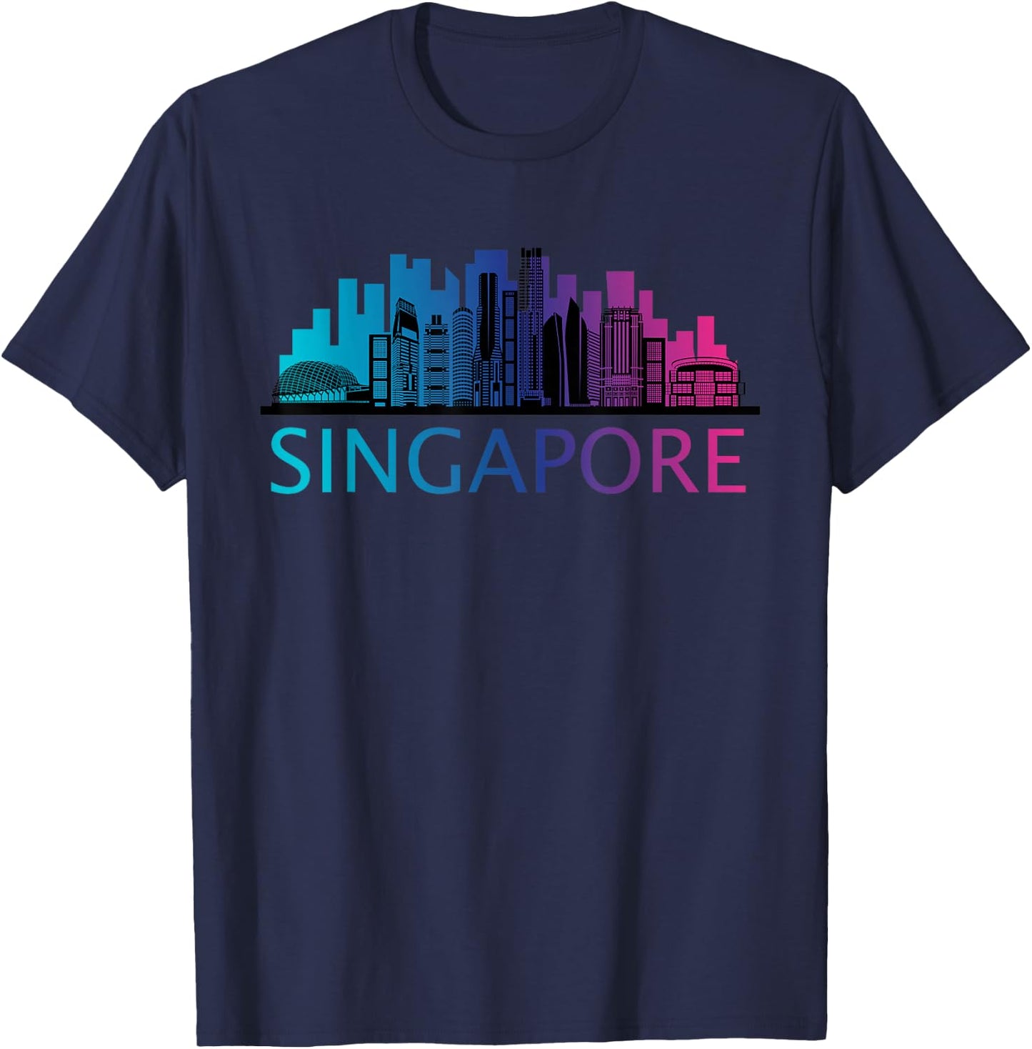 Singapore Outfit Singapore Travel -Adults Black Small Classic Fit Modern Graphic Sports Short Sleeve T-Shirt - T-Shirt | Navy