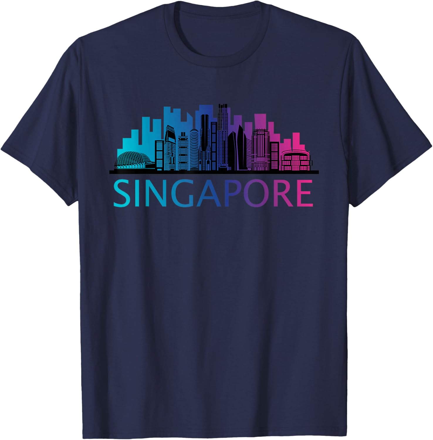 Singapore Outfit Singapore Travel -Adults Black Small Classic Fit Modern Graphic Sports Short Sleeve T-Shirt - T-Shirt | Navy