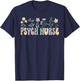 Groovy Psych Nurse Flowers Psychiatric Nursing T-Shirt - T-Shirt | Navy