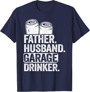 Beer Drinking Vintage Dad Father Husband Garage Drinker T-Shirt - T-Shirt | Navy