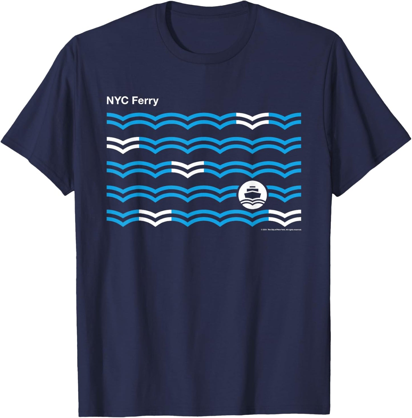 New York City NYC Ferry Waves T-Shirt - T-Shirt | Navy