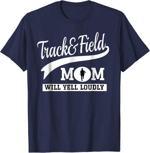Track and Field Mom Loud Cheer Mom Runner T-Shirt - T-Shirt | Navy