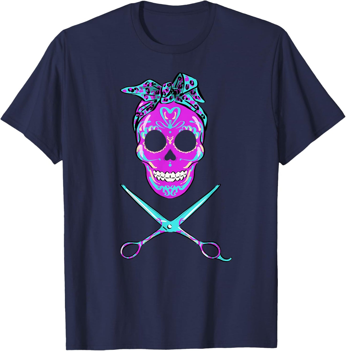 Vintage Sugar Skull Hair Stylist Funny hairstylist T-Shirt - T-Shirt | Navy