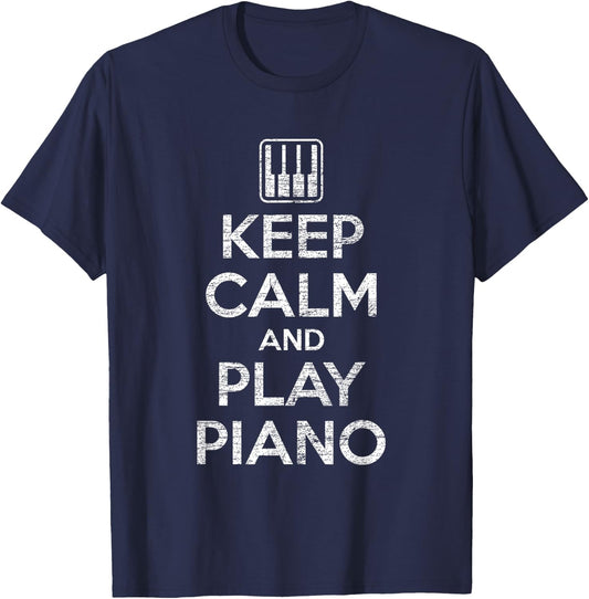 Keep Calm And Play Piano T-Shirt - T-Shirt | Navy