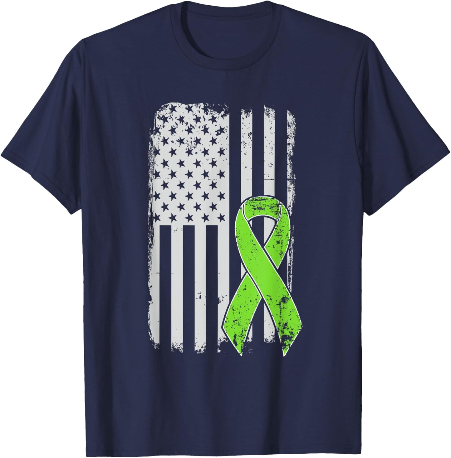Non-Hodgkins Lymphoma Awareness - Vintage USA American Flag T-Shirt - T-Shirt | Navy