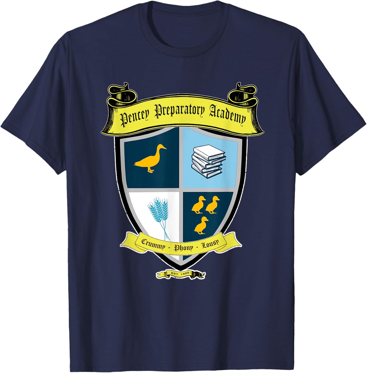 Not Quite Right Pencey Preparatory Academy Crest - Catcher in the Rye -Youth Black T-Shirt - T-Shirt | Navy